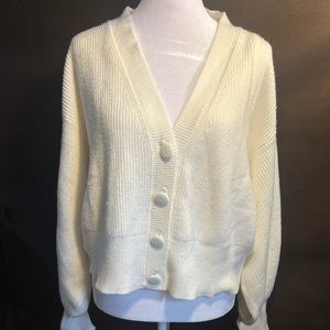 White button up sweater